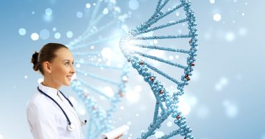 mutations | Pompe Disease News | genetics | medical professional standing in front of DNA graphic