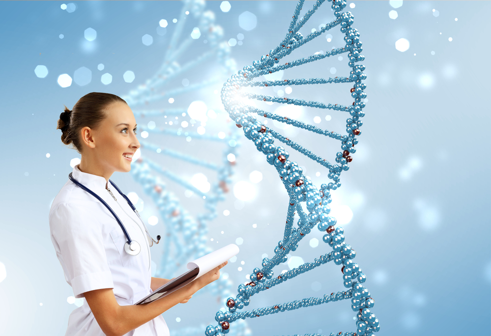 mutations | Pompe Disease News | genetics | medical professional standing in front of DNA graphic