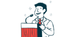 substrate reduction therapy | Pompe Disease News | Illustration of speaker at podium
