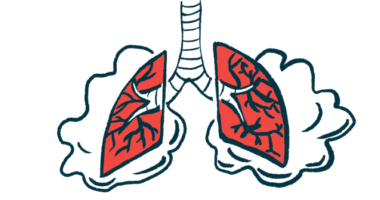 An illustration of lungs laboring to breathe.