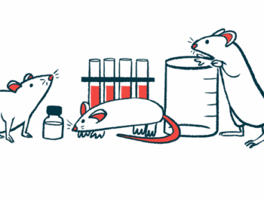 An illustration shows three mice sniffing around a rack of vials and other laboratory equipment.