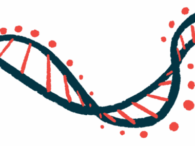 An illustration of a DNA strand highlights its ribbon-like shape.