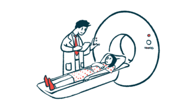 A technician prepares a patient to undergo an MRI scan.