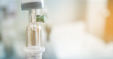 close-up of an infusion therapy drip