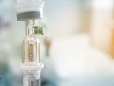 close-up of an infusion therapy drip