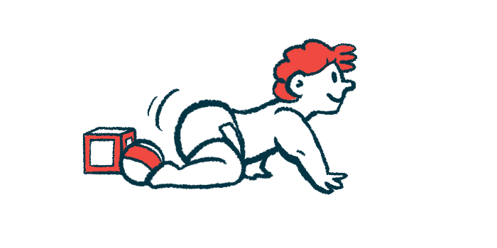 This illustration shows a baby crawling.