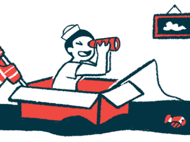 A child pretends to be a sailor, with a cardboard box as a boat and a shirt as a sail.